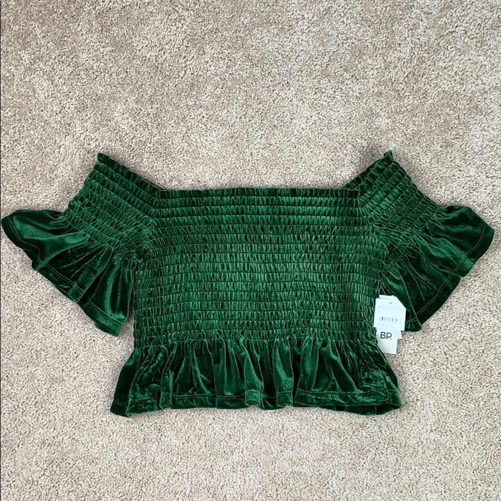 NWT BP green off the shoulder crop top sz lg
